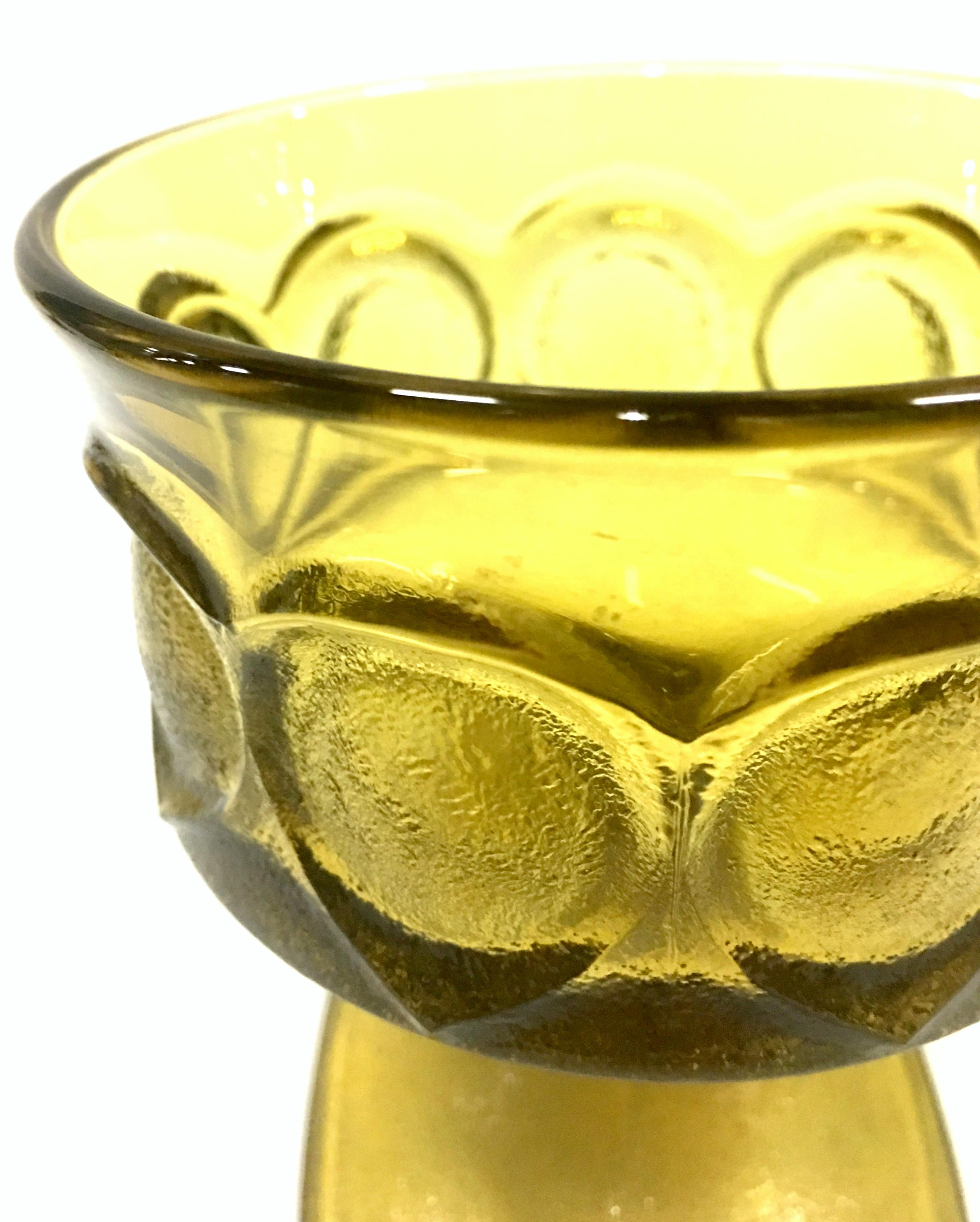 Mid-20th Century American Blown Glass Textured Coupe Stem Drink Glasses Set of 7 For Sale 2