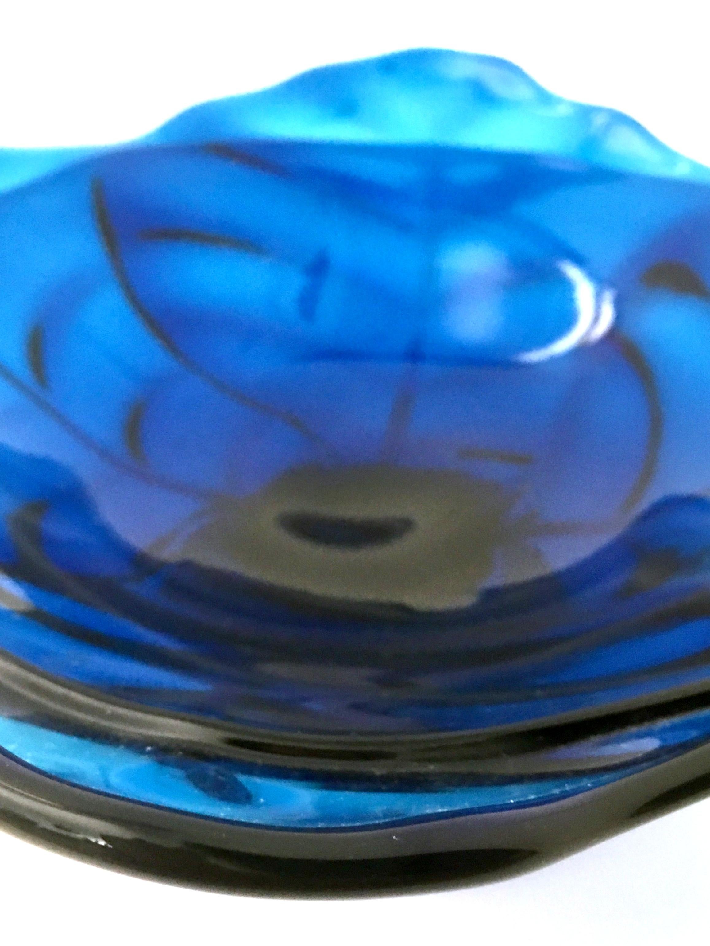 Mid-20th Century American Blown Glass Vivid Blue Footed Pedestal Dish For Sale 6
