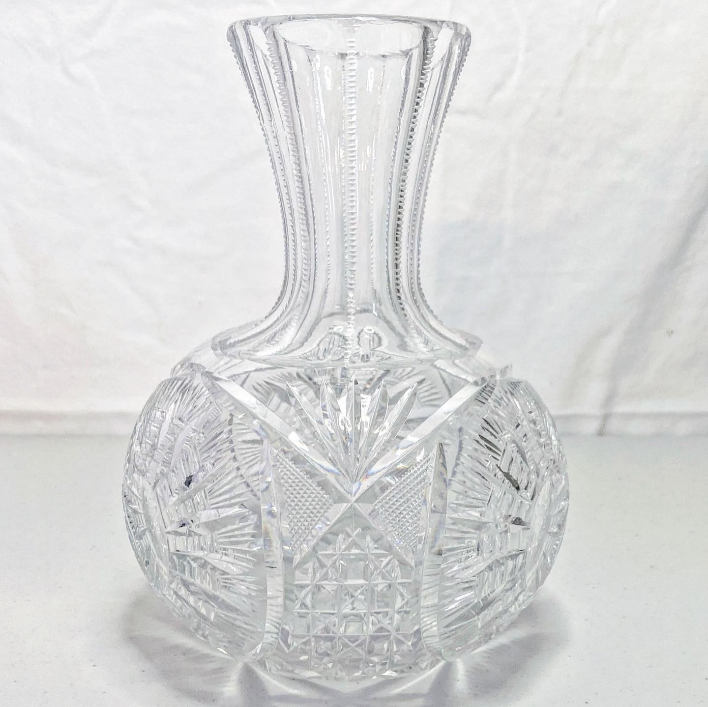 Mid 20th Century American Brilliant Cut Glass Carafe In Good Condition For Sale In Delray Beach, FL