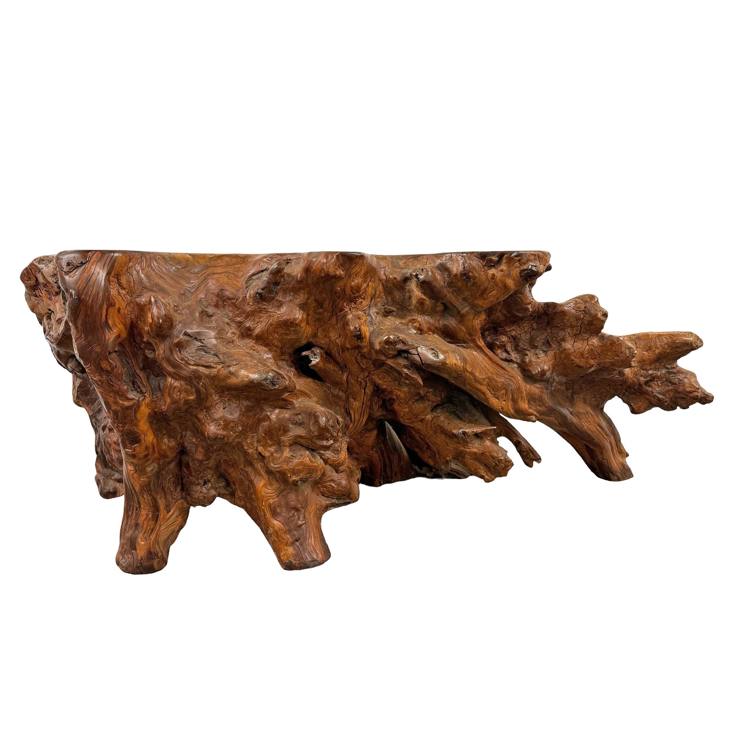 20ième siècle Table basse américaine du milieu du 20e siècle en bois de ronce de ronce en vente