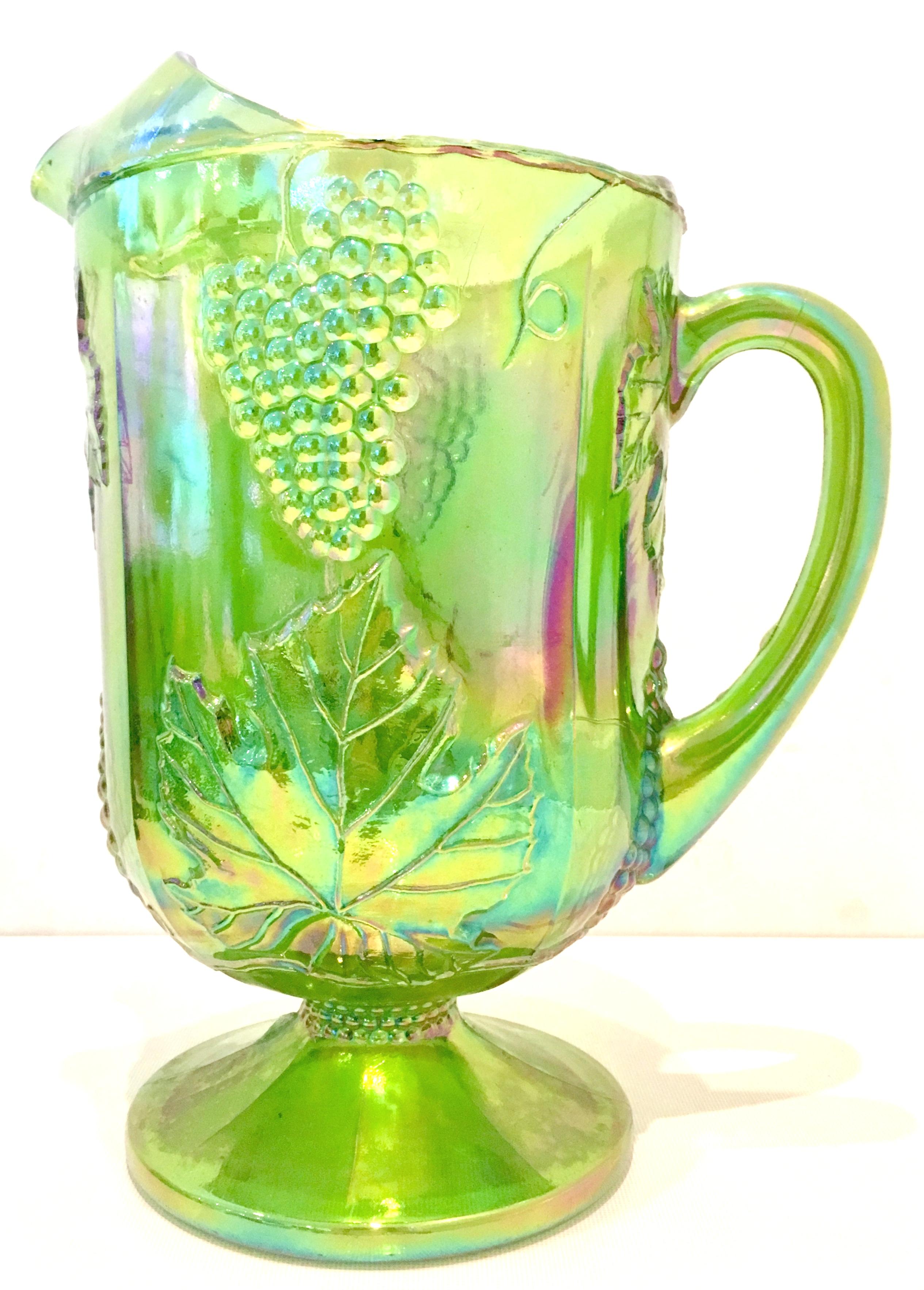 green carnival glass goblets