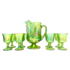 Mid-20th Century American "Carnival Glass" Drinks, Set of 9 Pieces