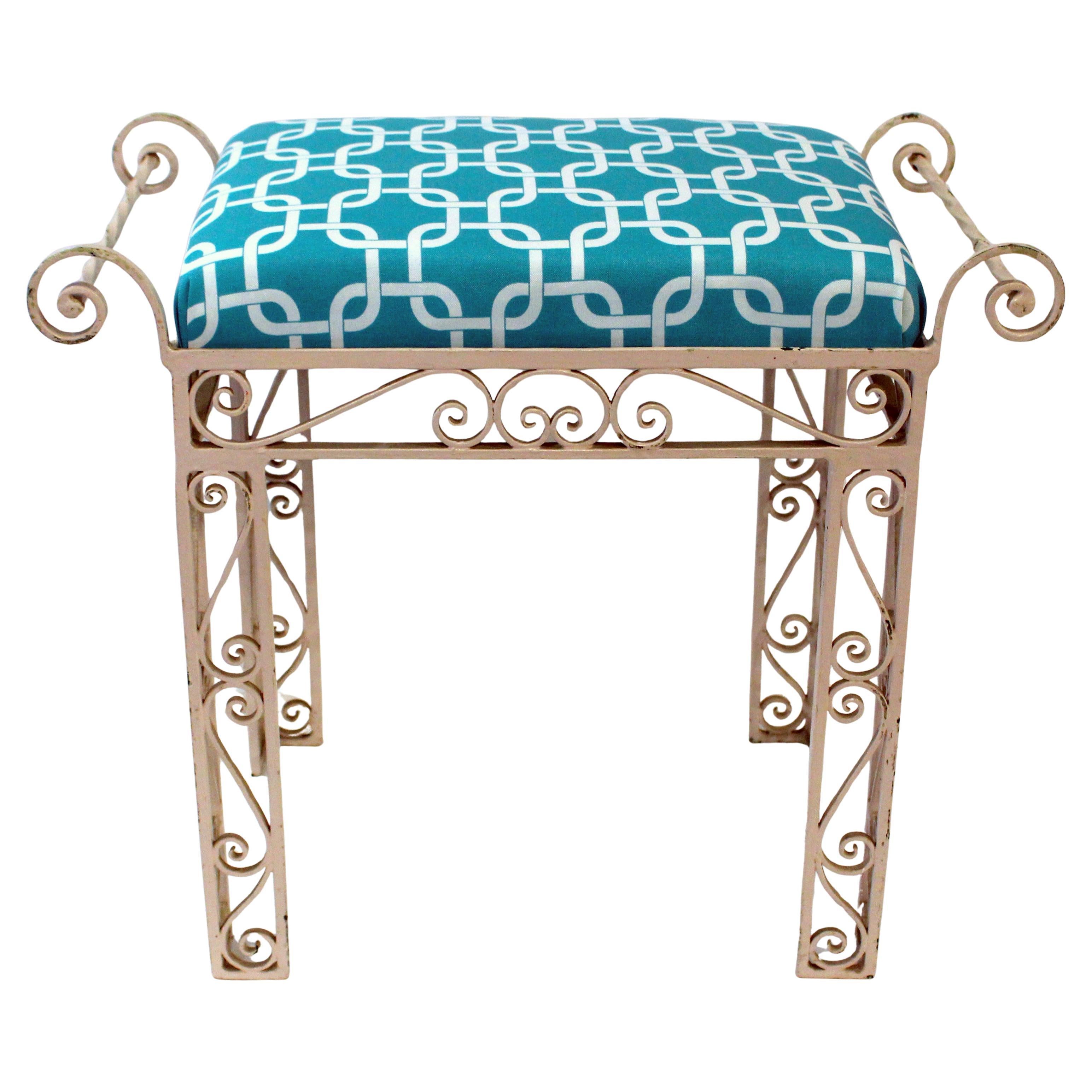 Mid-20th Century American Chippendale Revival Wrought Iron Bench