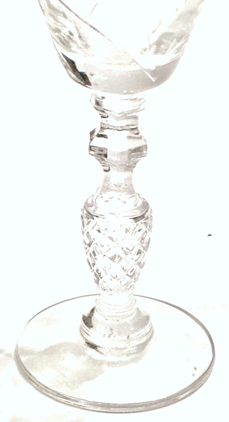 Mid20th Century American Cut and Etched Crystal Stem Glasses, Set of 8 at 1stDibs