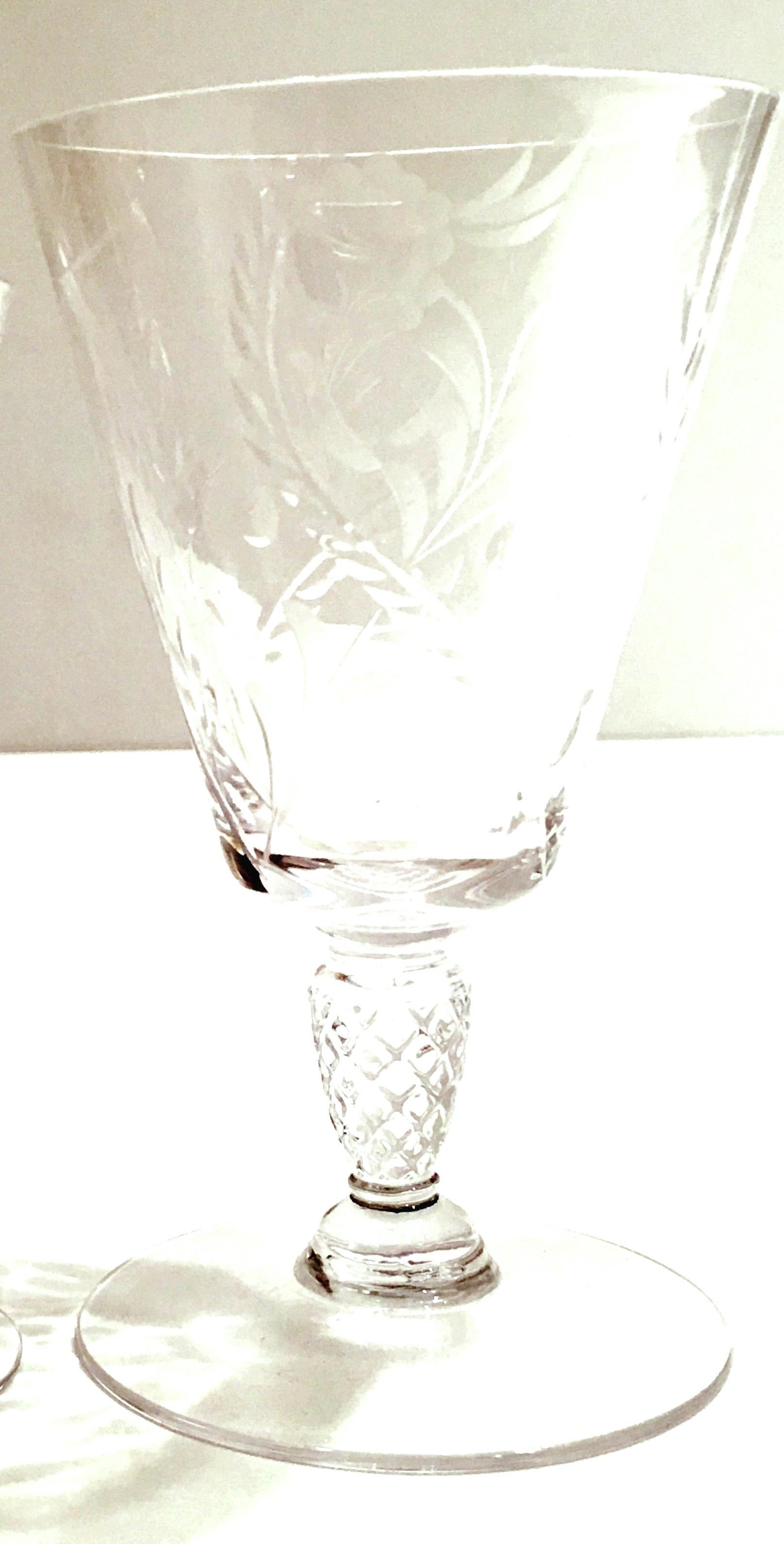 Mid-20th Century American Cut and Etched Crystal Stem Glasses, Set of 8 3