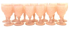 Mid-20th Century American Cut Glass Stem Drink Glasses S/13
