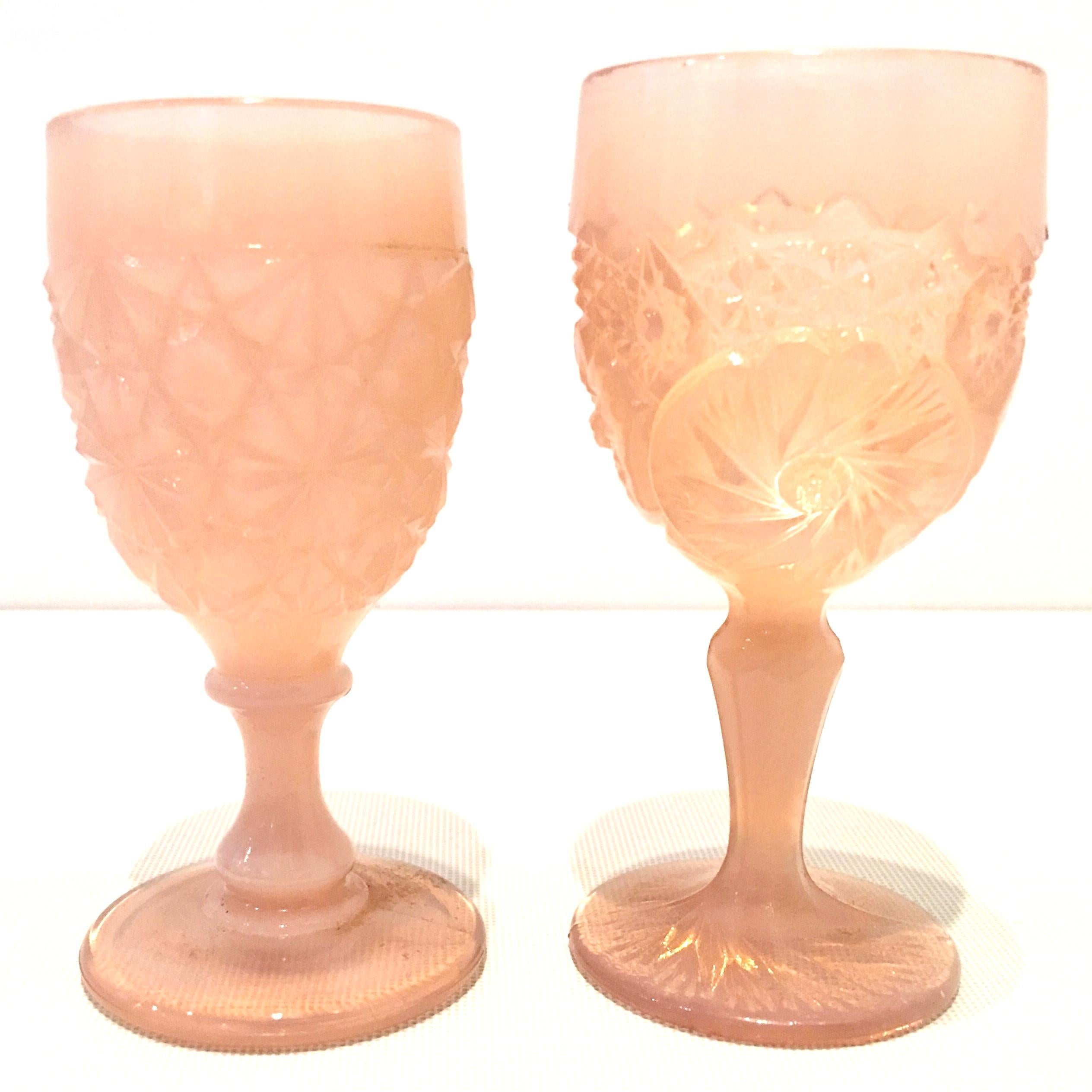 Mid-20th Century American Cut Glass Stem Drink Glasses Set of 13 1