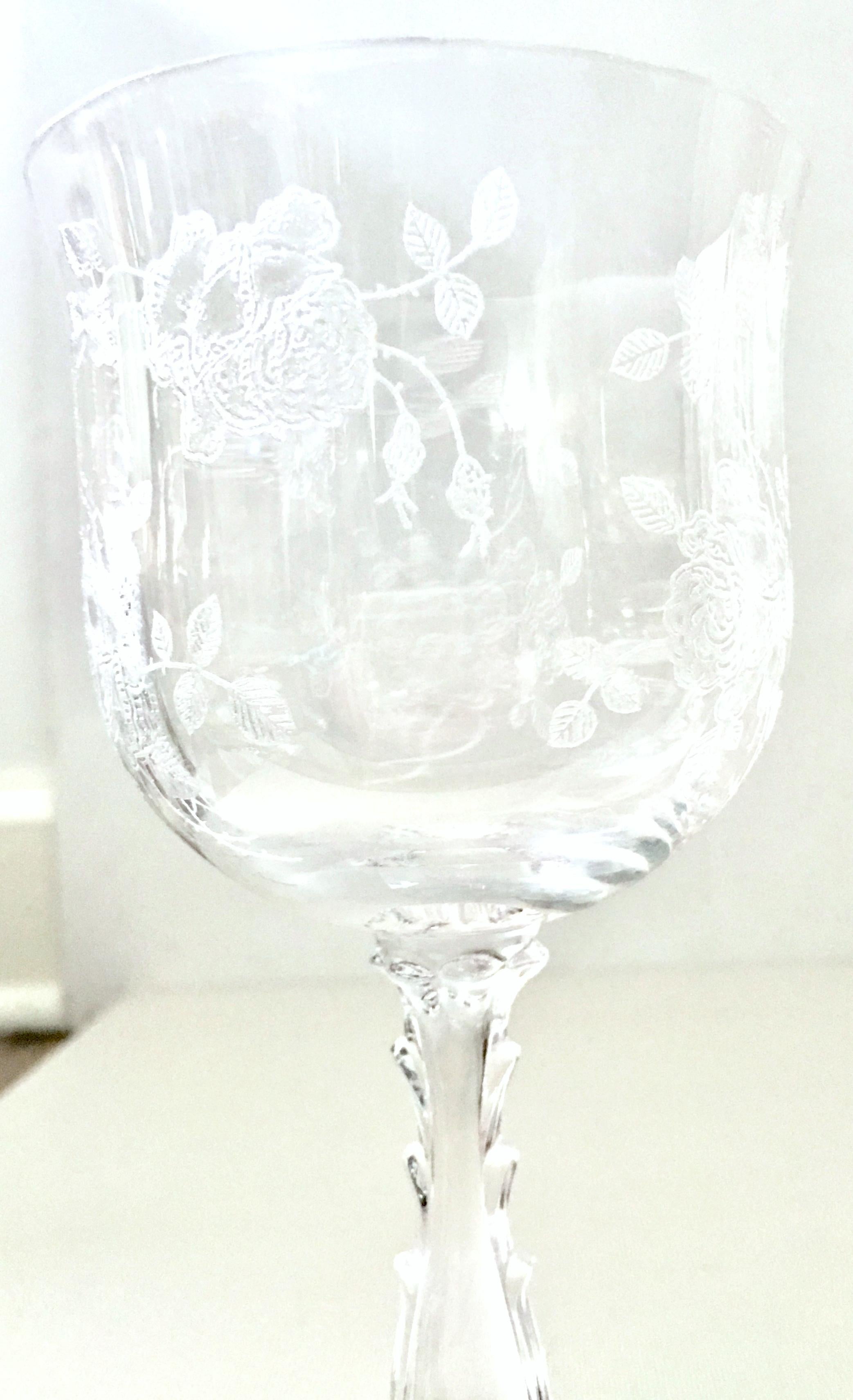 Mid-20th Century American Etched Crystal Stem Glasses Set of Seven Pieces 2