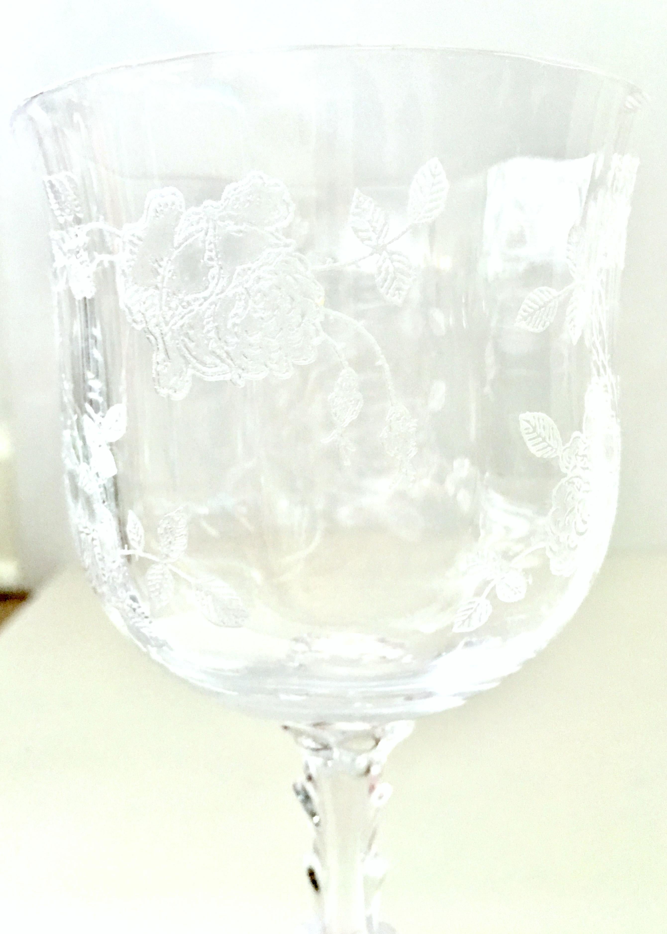 Mid-20th Century American Etched Crystal Stem Glasses Set of Seven Pieces 3