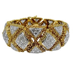 Mid-20th Century 18K Gold Glamour Bracelet with 10Cts of Scintillating Diamonds