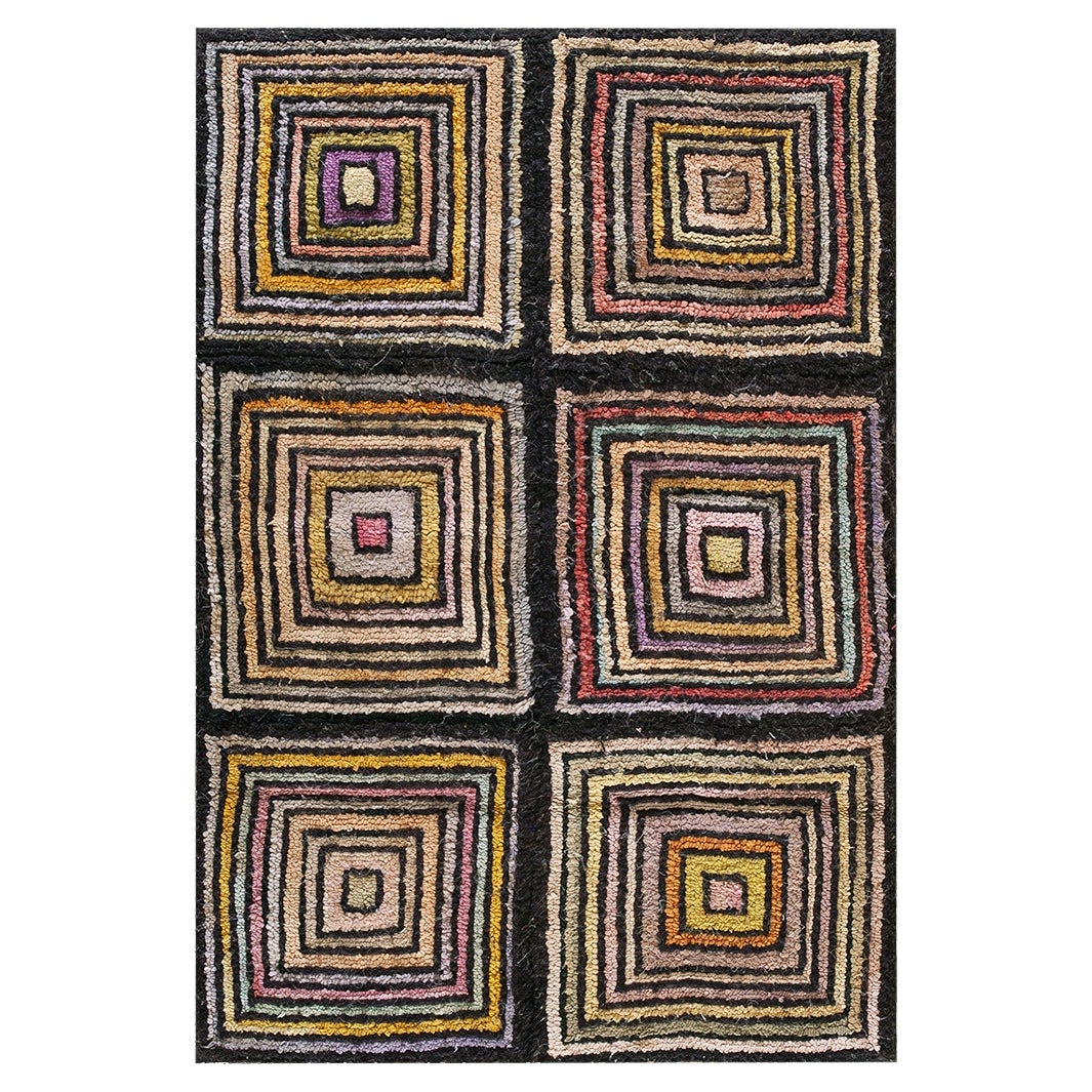 Tapis crocheté américain du milieu du 20ème siècle ( 1''9"" x 2''8"" - 54 x 82 )