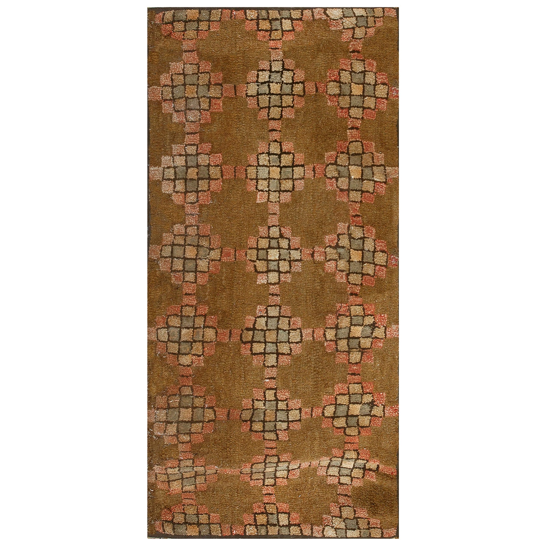 Tapis à capuche américain du milieu du XXe siècle ( 2' 3'' x 6' 4'' - 68 x 193 cm)