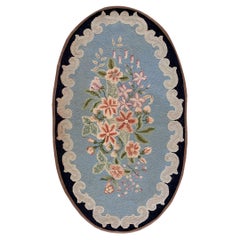 Tapis crocheté américain du milieu du 20e siècle  ( 2''6"" x4''10"" - 76 x 147 )