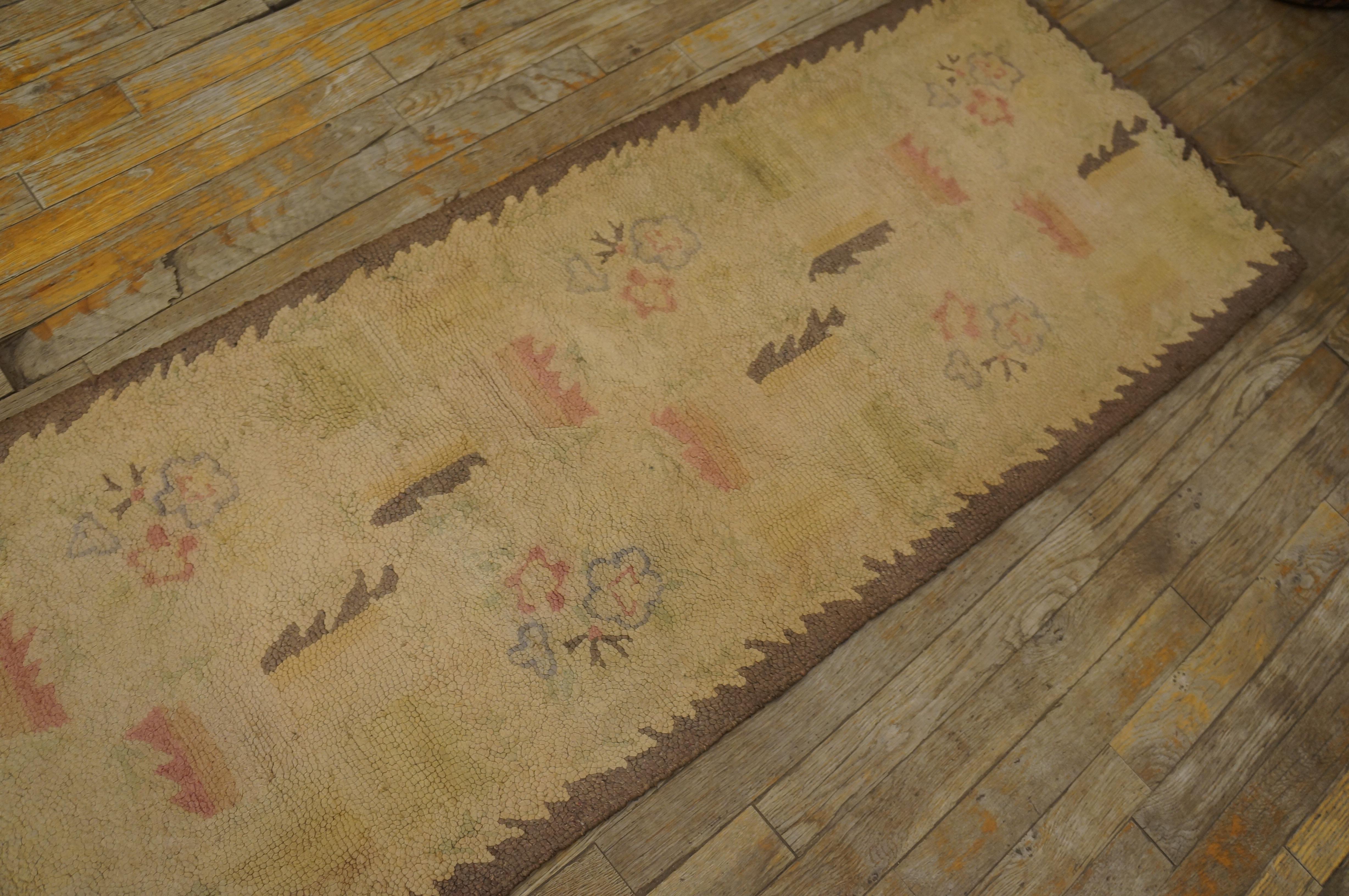 Mid-20th Century American Hooked Rug ( 2' x 18'3