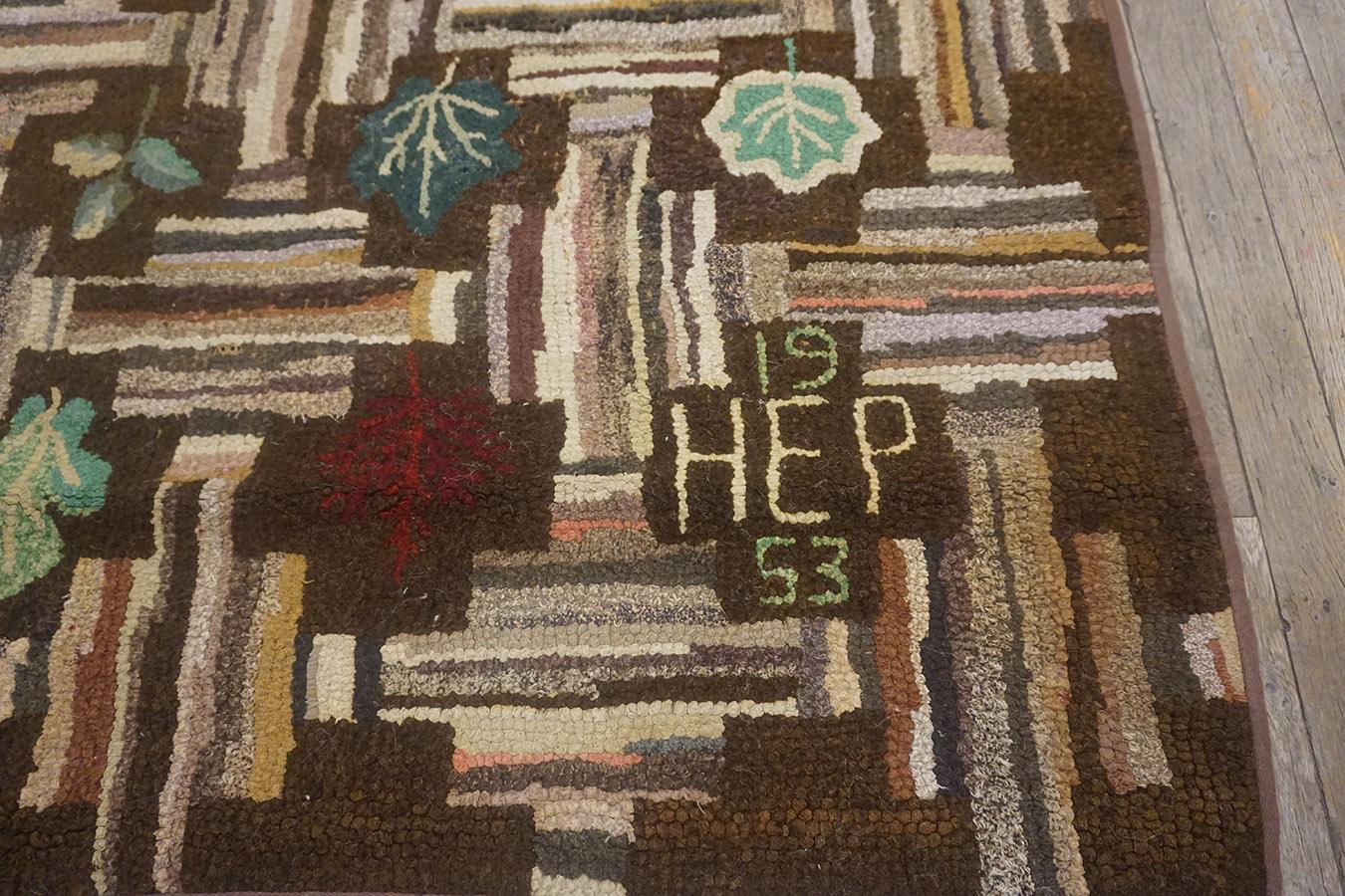 Mid 20th Century American Hooked Rug 3'x 5' 7