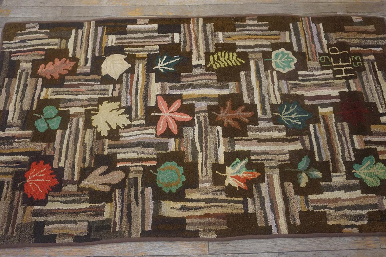Mid-20th Century Mid 20th Century American Hooked Rug 3'x 5' 7