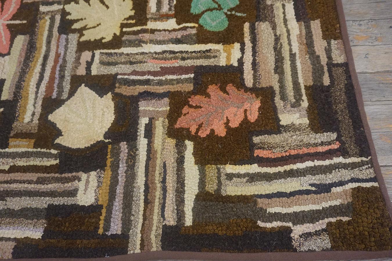 Wool Mid 20th Century American Hooked Rug 3'x 5' 7