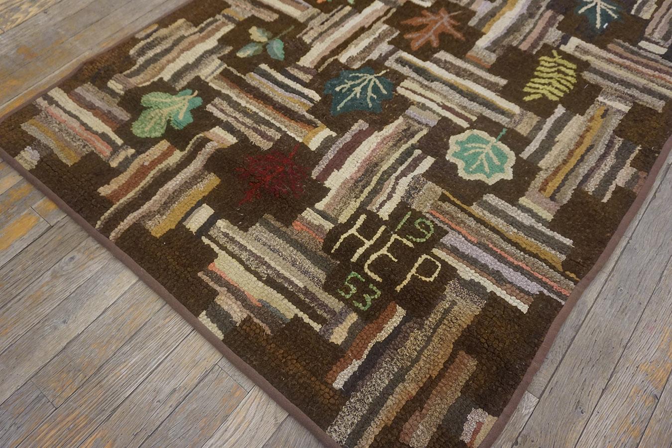 Mid 20th Century American Hooked Rug 3'x 5' 7