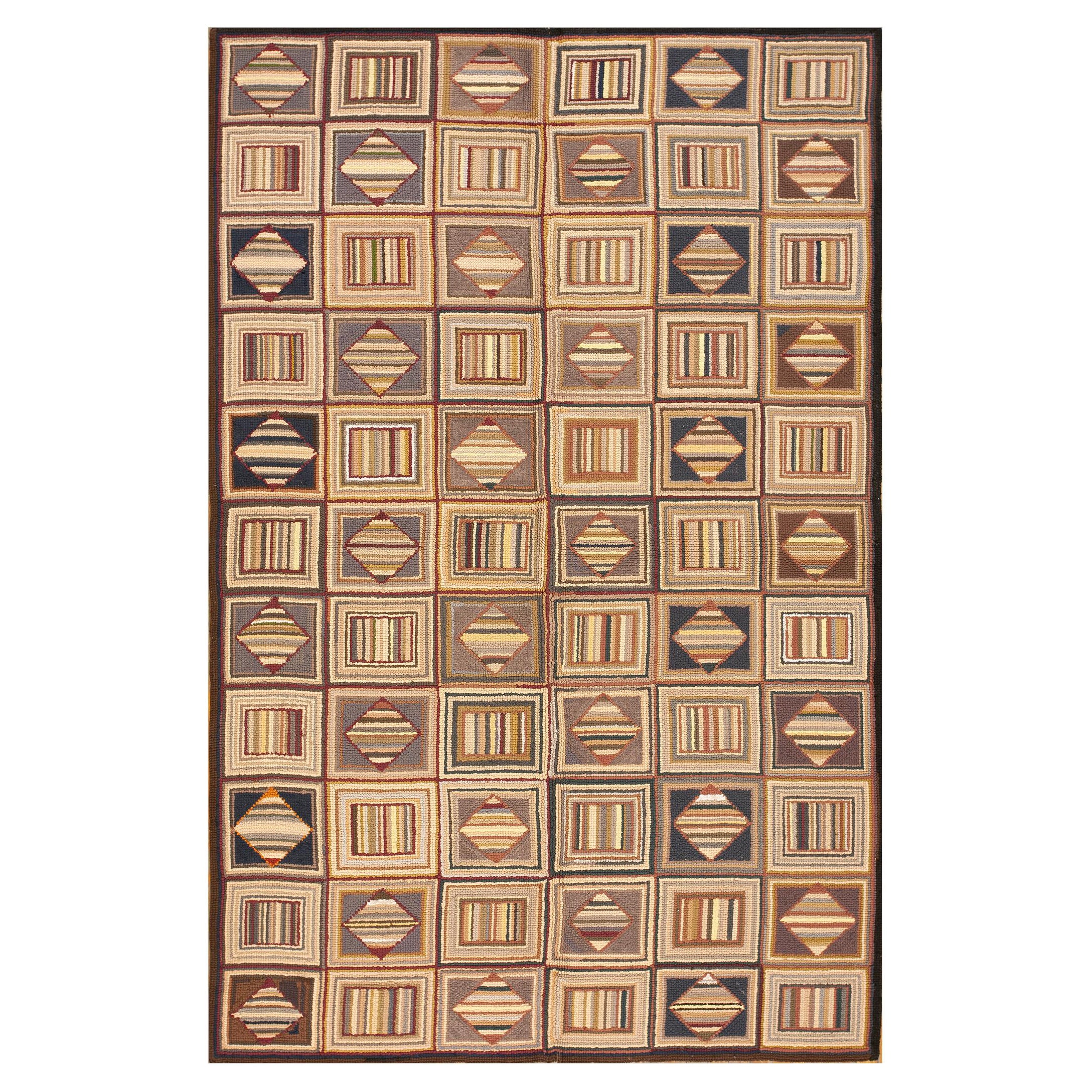 Tappeto americano uncinato della metà del XX secolo ( 6' x 8'7" - 183 x 262 )