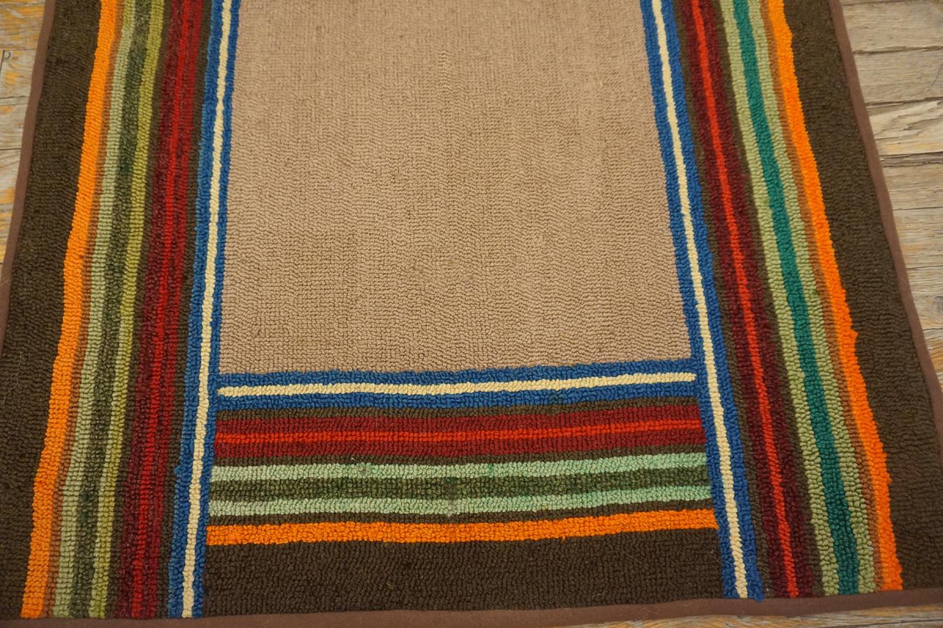 Hand-Woven Mid 20th Century American Hooked Rug  For Sale