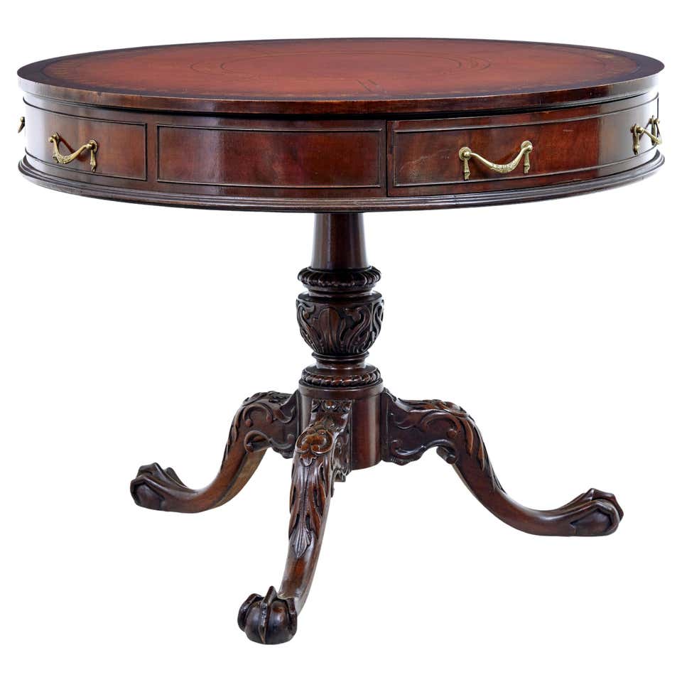 Mid20th Century American Imperial Mahogany Drum Table at 1stDibs