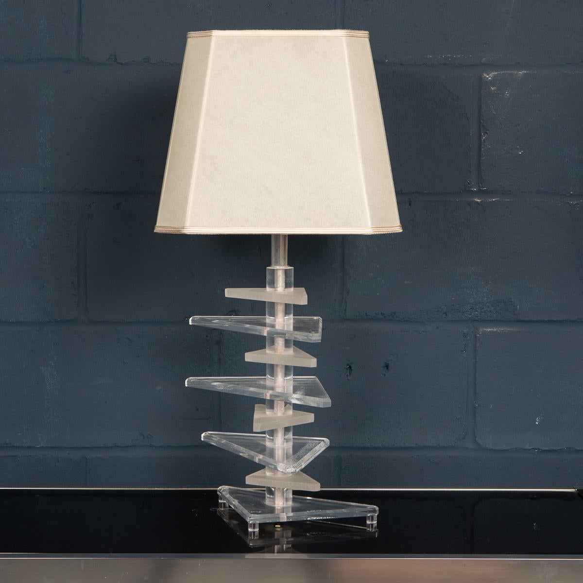 Art Deco Mid-20th Century American Made Stacked Lucite Table Lamps For Sale