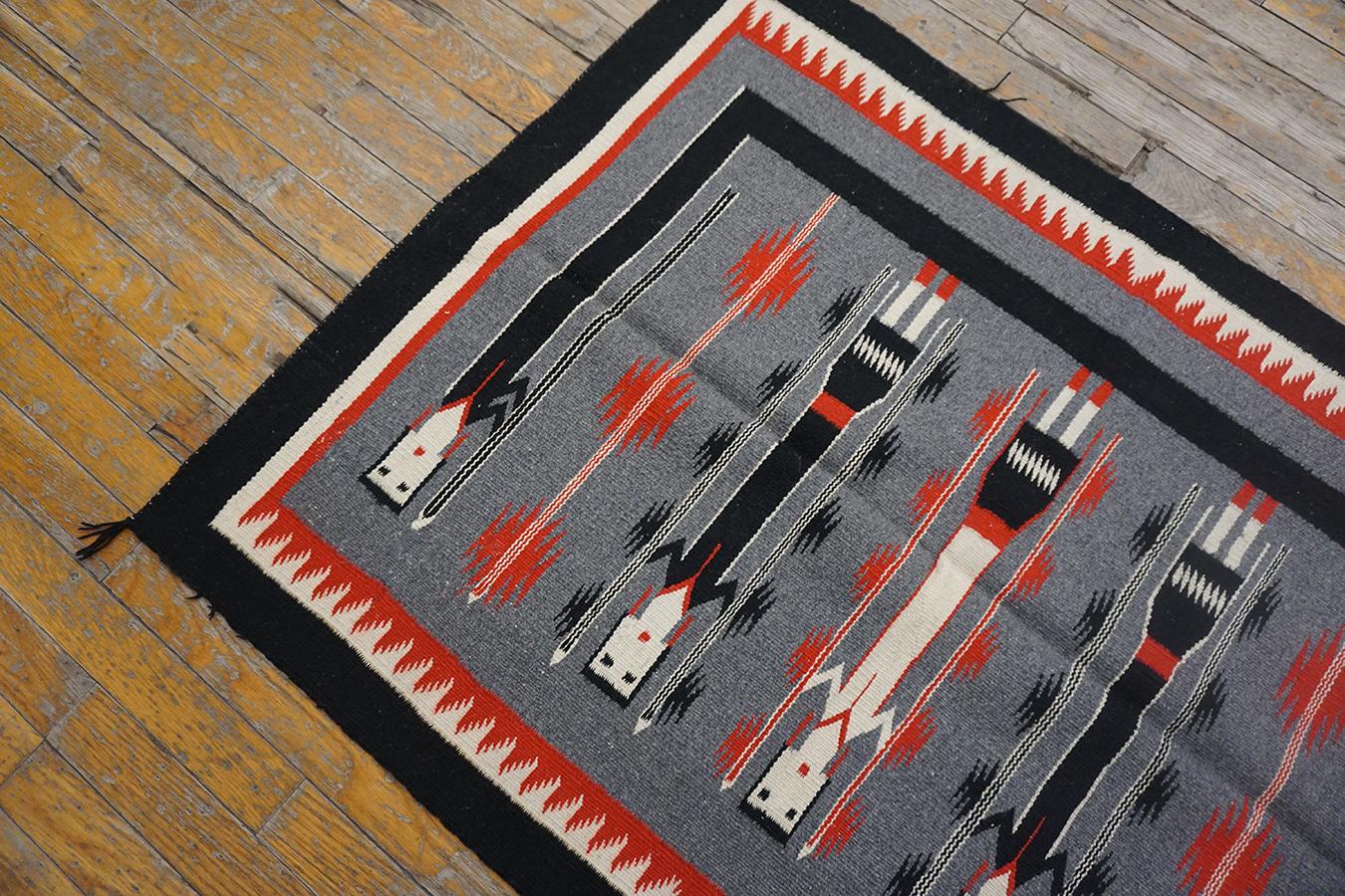 Laine Tapis Navajo Yei du milieu du 20ème siècle ( 2'10