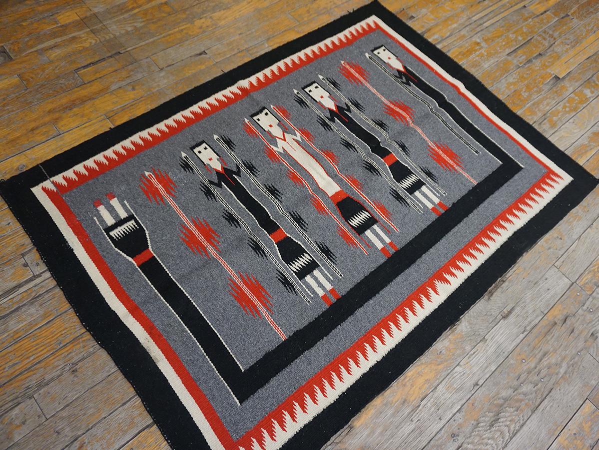 Tapis Navajo Yei du milieu du 20ème siècle ( 2'10