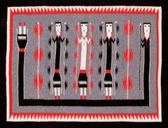 Tapis Navajo Yei du milieu du 20ème siècle ( 2'10" x 3'10" - 86 x 117 )