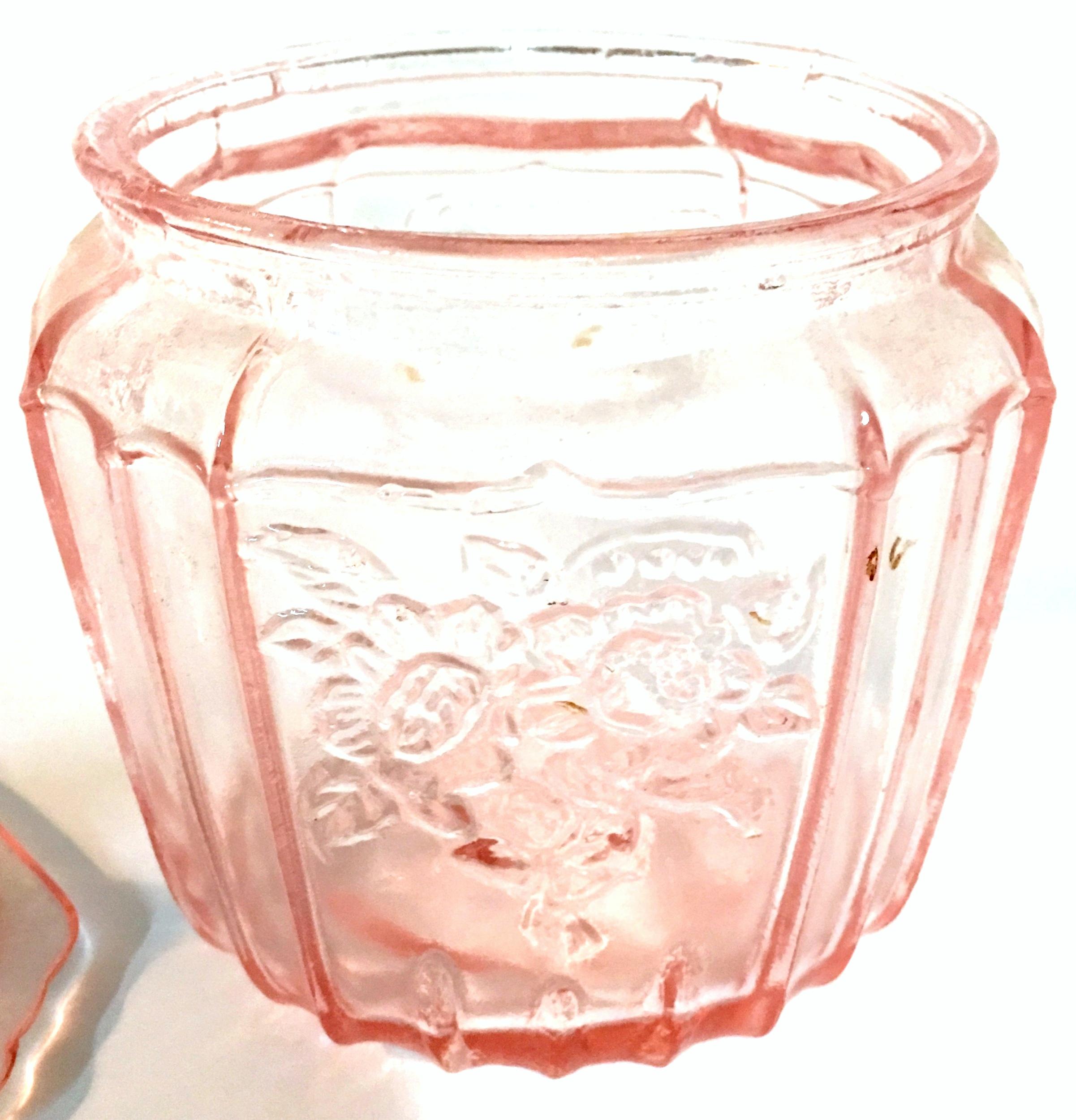 pink depression glass biscuit jar