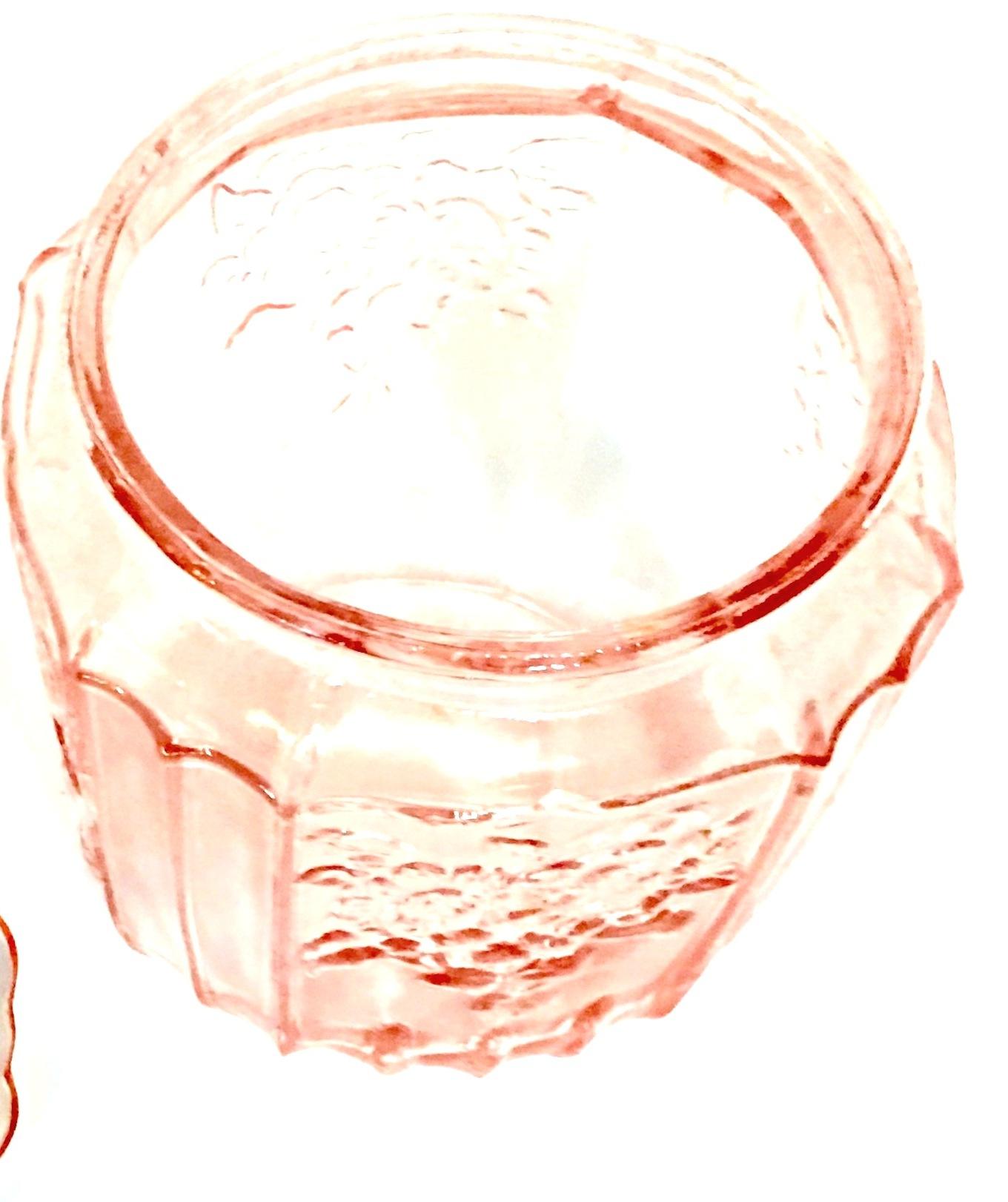 pink depression glass jar with lid