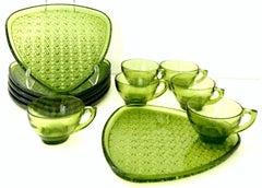 Mid-20th Century American Pressed Glass Dessert Set of 12 Pieces