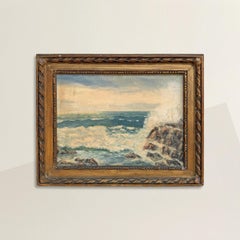 Pintura al óleo de un paisaje marino estadounidense de mediados del siglo XX