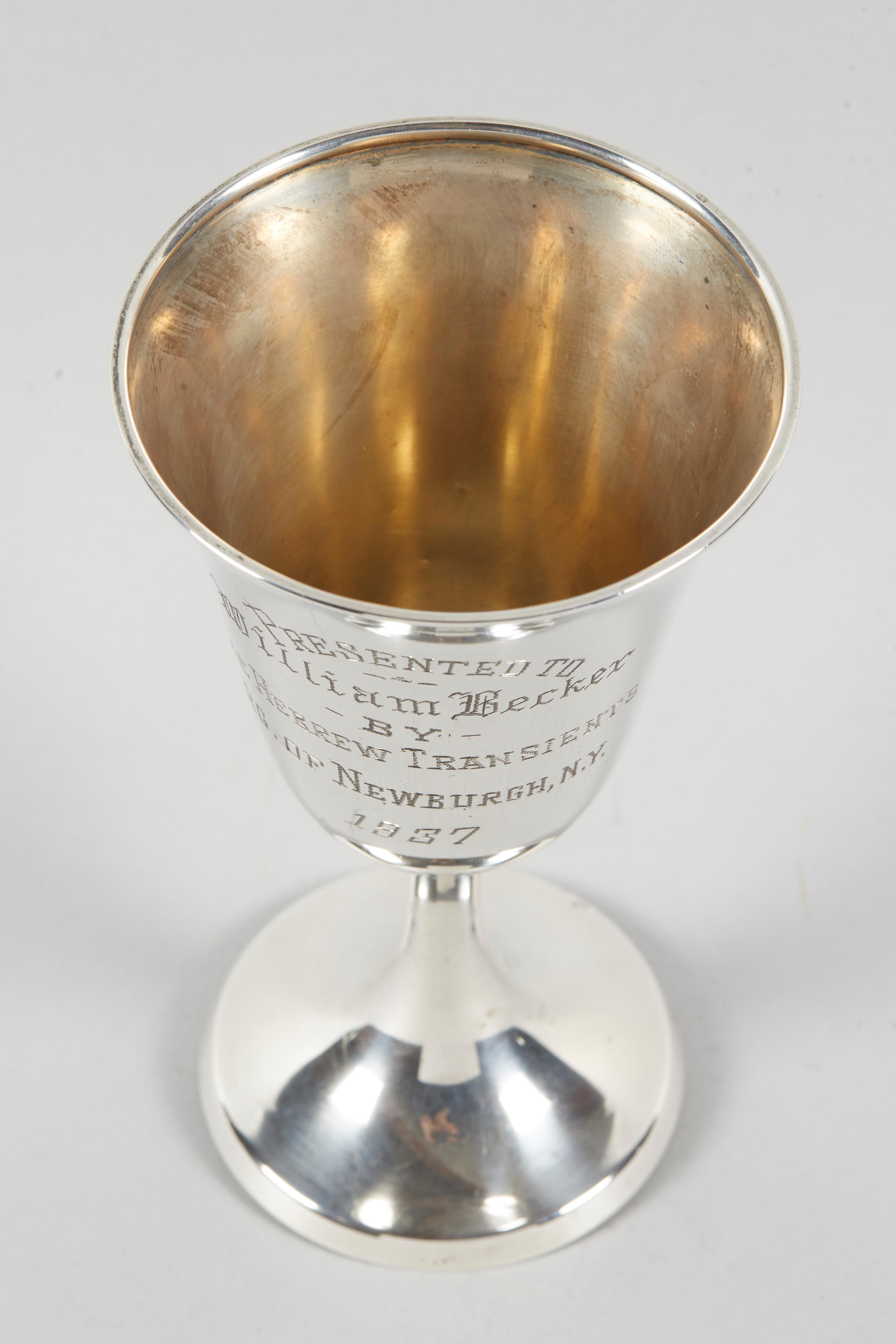 Mid-20th Century American Sterling Silver Kiddush Goblet In Excellent Condition In New York, NY