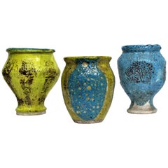 Mid-20th Century American Studio Art Pottery Lava Glaze Vases