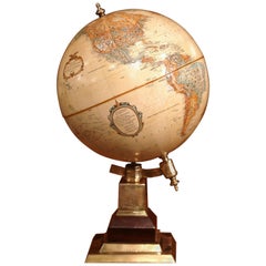 Mid-20th Century American Terrestrial Globe on Brass Base by LeRoy M. Tolman