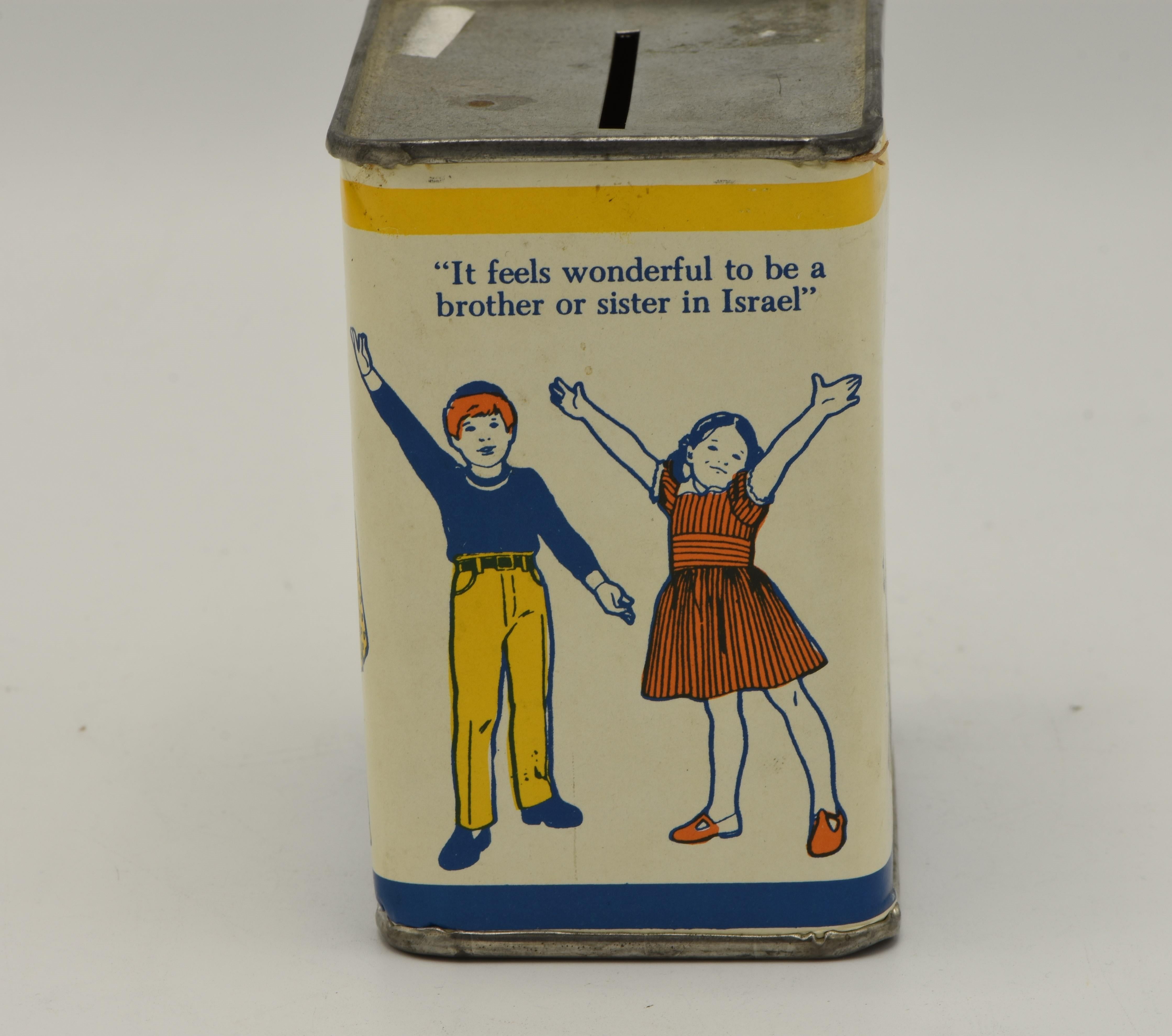 Metal Mid-20th Century American Tin Charity Box For Sale