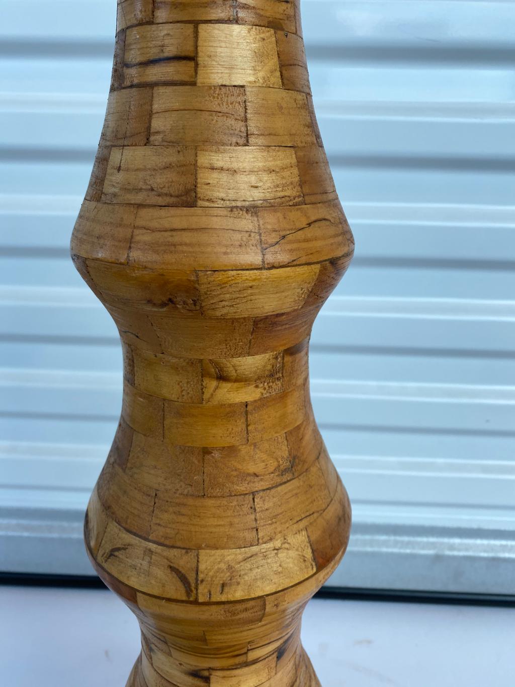 Carved Mid-20th Century American Wood Lamp For Sale