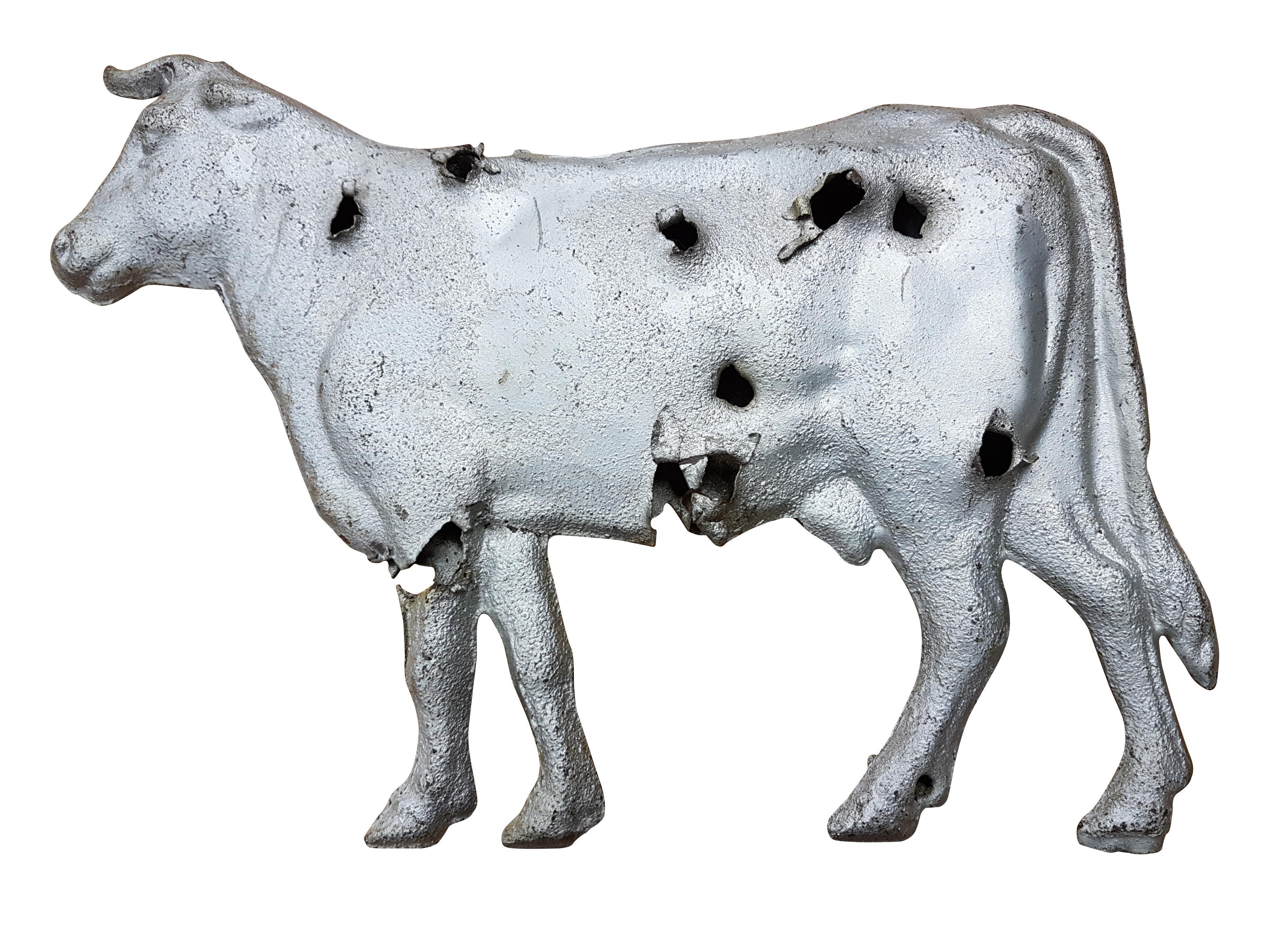Mid-Century Modern Mid-20th Century American Zinc Weather Vane Cow Figure For Sale