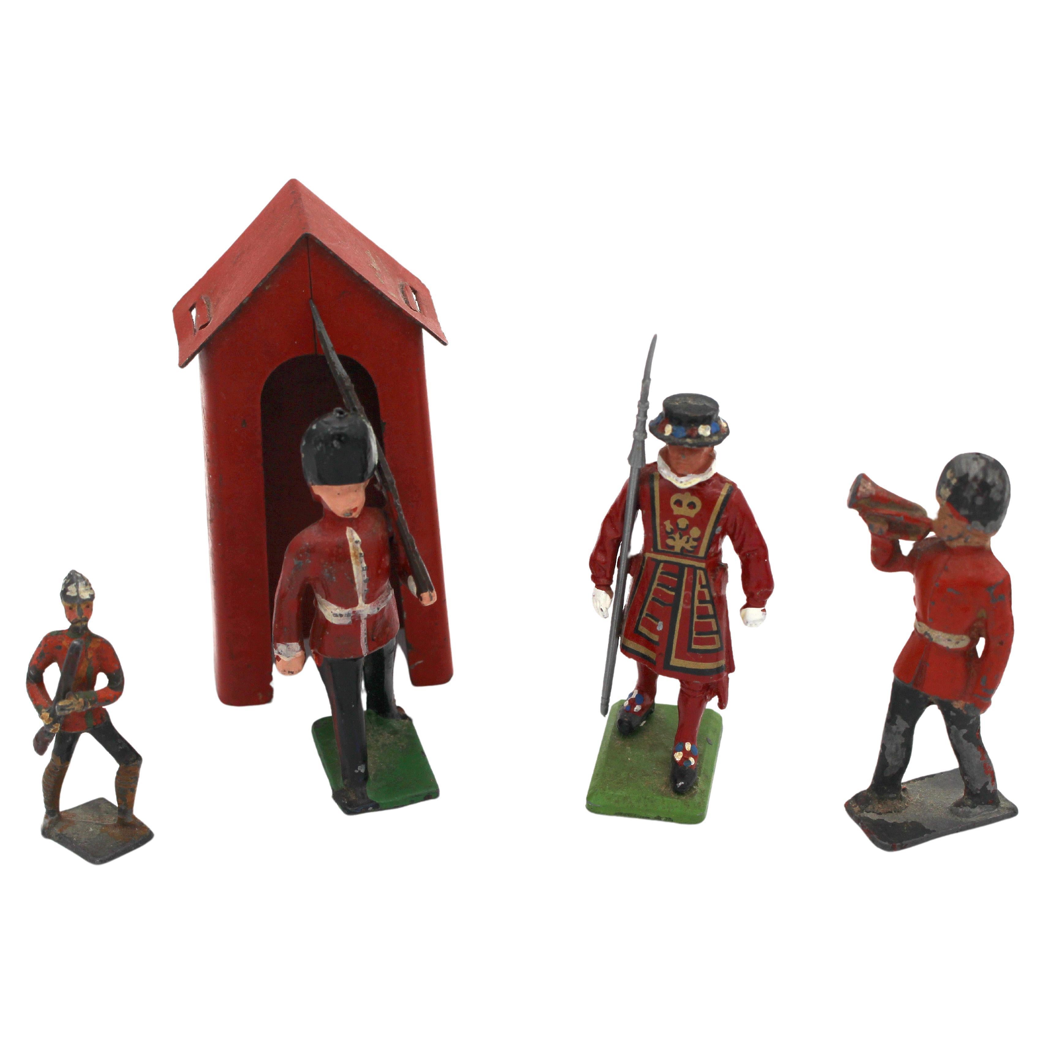Groupe de figurines anglaises en plomb du milieu du 20e siècle et antérieur