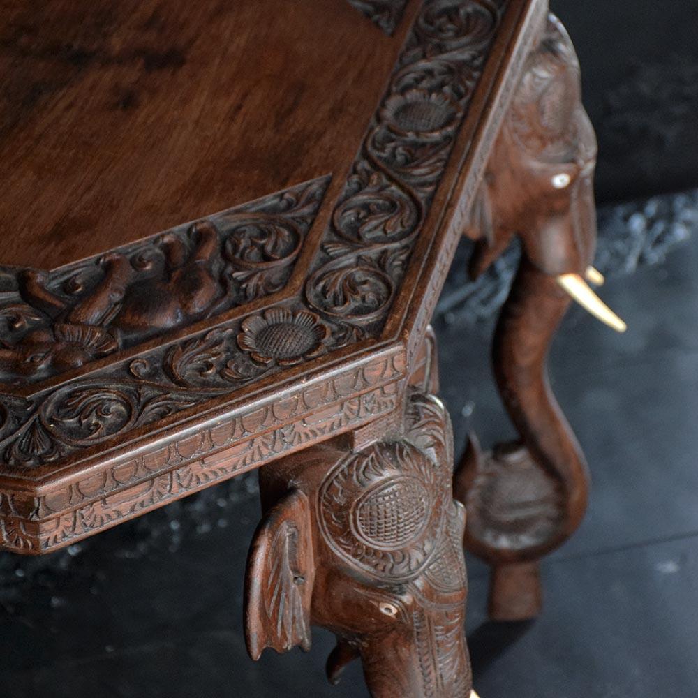 Mid-20th Century Anglo-Indian Carved Elephant Table 2