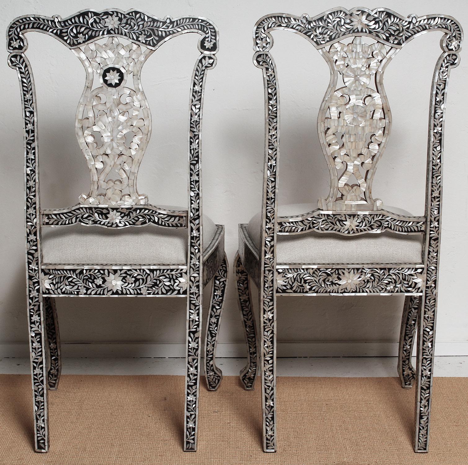Anglo-Indian Mid-20th Century Anglo Indian Mother of Pearl Chairs