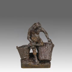 Bronzeskulptur im „Animalier“-Stil aus der Mitte des 20. Jahrhunderts: „Singe Avec Paniers“ von Christophe Fratin