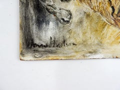 Mid-20th Century Anne Hudson Modernist Cat Painting