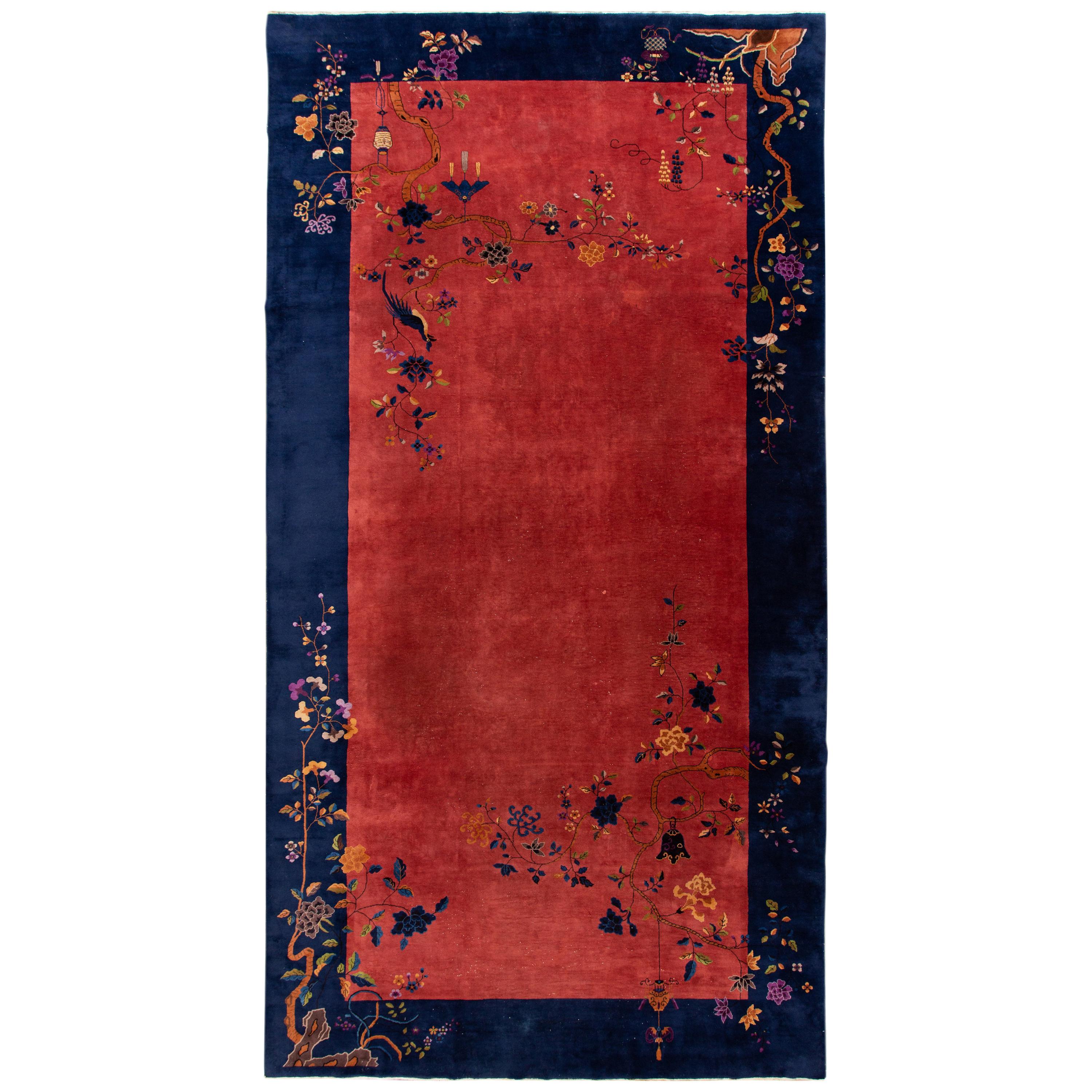Vintage Chinese Art Deco Rug For Sale at 1stDibs