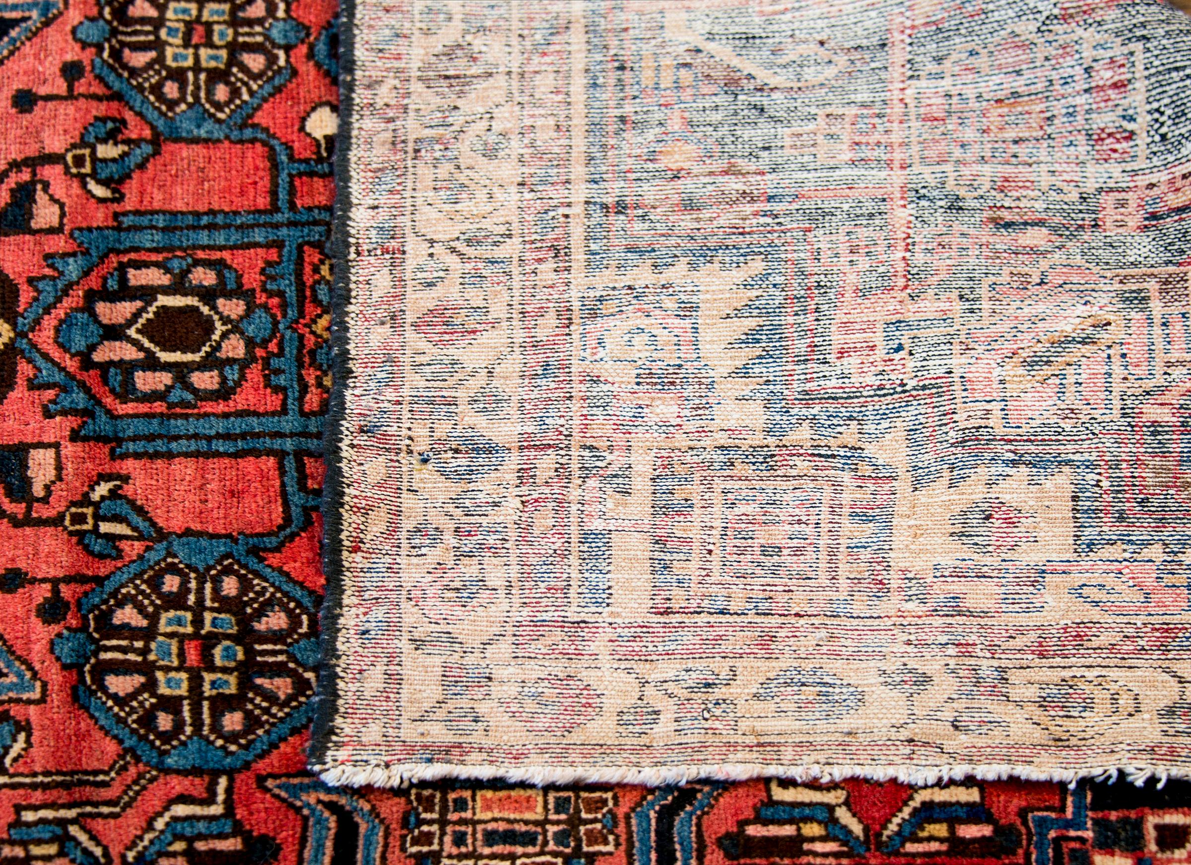 Mid-20th Century Antique Mazlaghan Rug In Good Condition In Chicago, IL