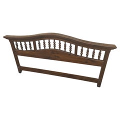 Mid-20th Century Antiqued Pine King Size Arched Top Headboard