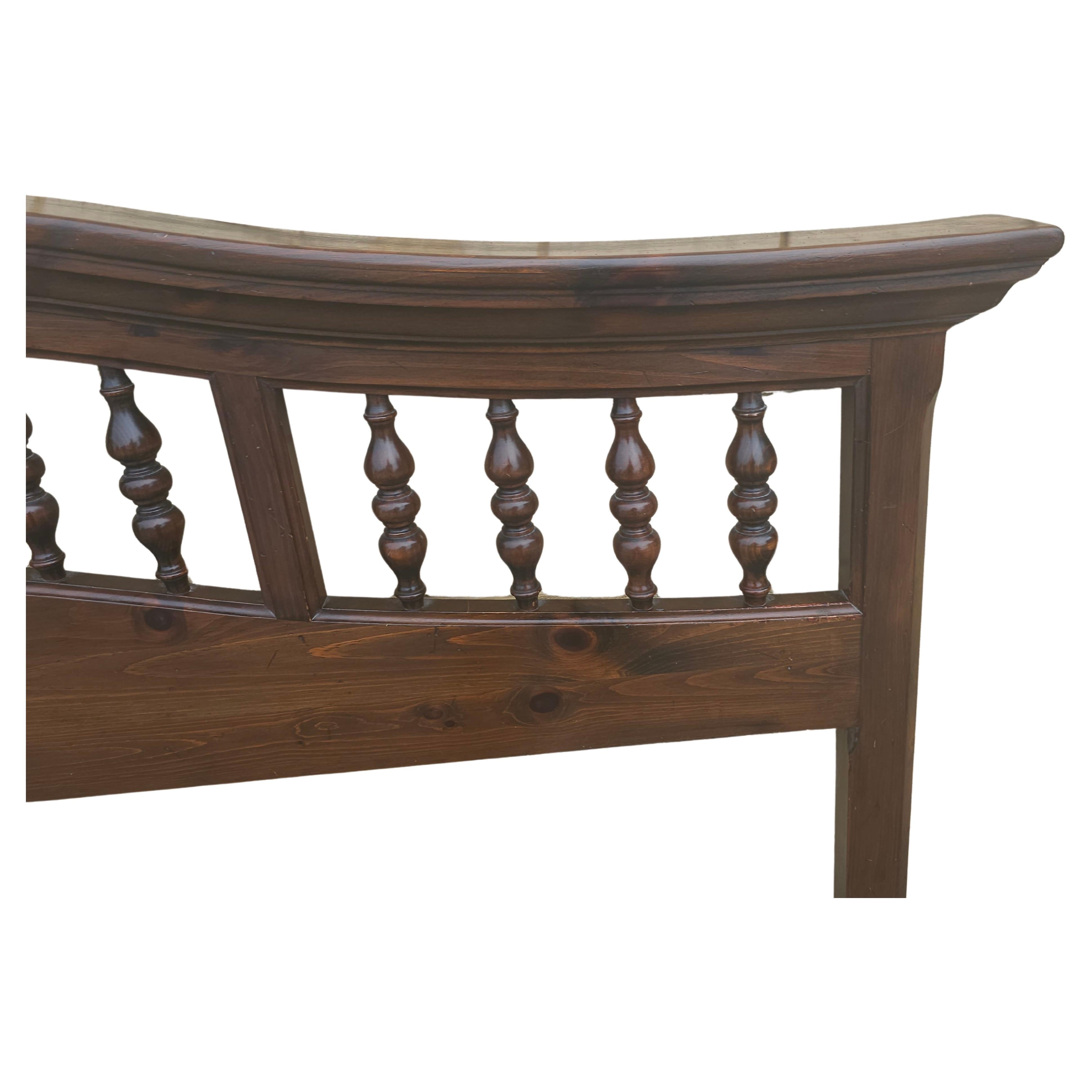 Stained Mid-20th Century Antiqued Pine King Size Arched Top Headboard For Sale