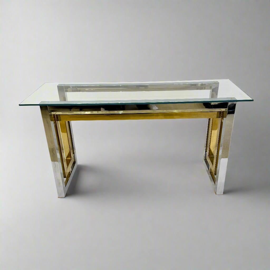 Brass Mid-20th Century Architectural Console table by Romeo Riga, Italy For Sale