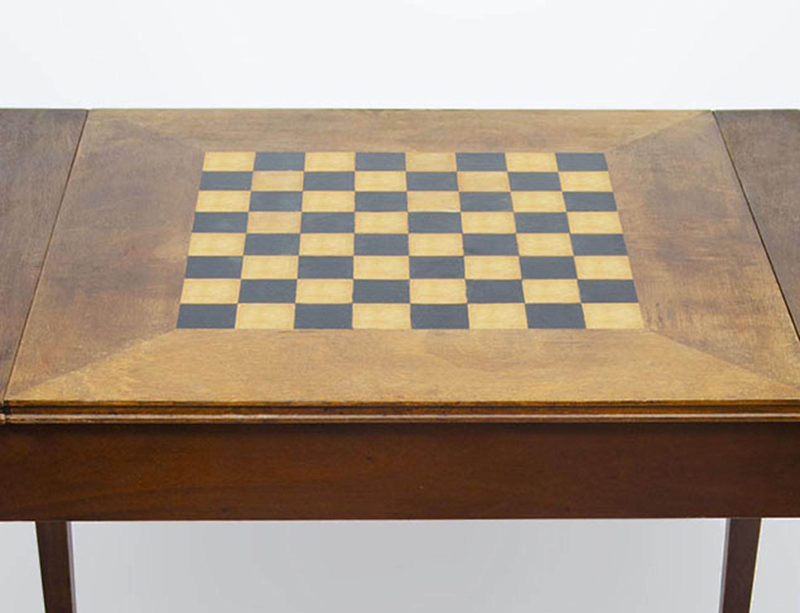 Carved Mid-20th Century Argentine Wooden Desk/Game Table with Chessboard by Comte S.A. For Sale